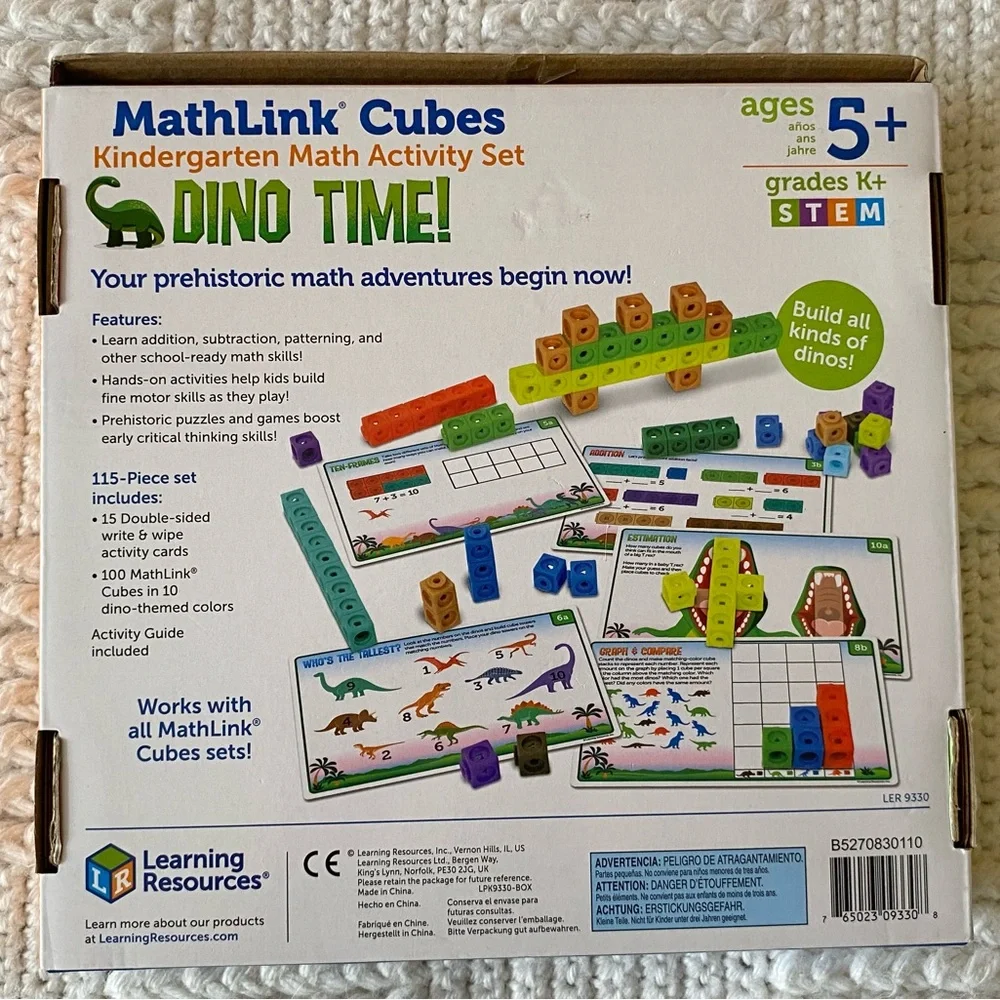 Learning Resources MathLink Cubes Kindergarten Math Activity Set: Dino Time!